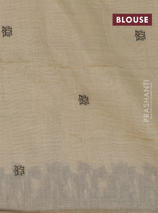 Munga cotton saree sandal with zari woven buttas in borderless style