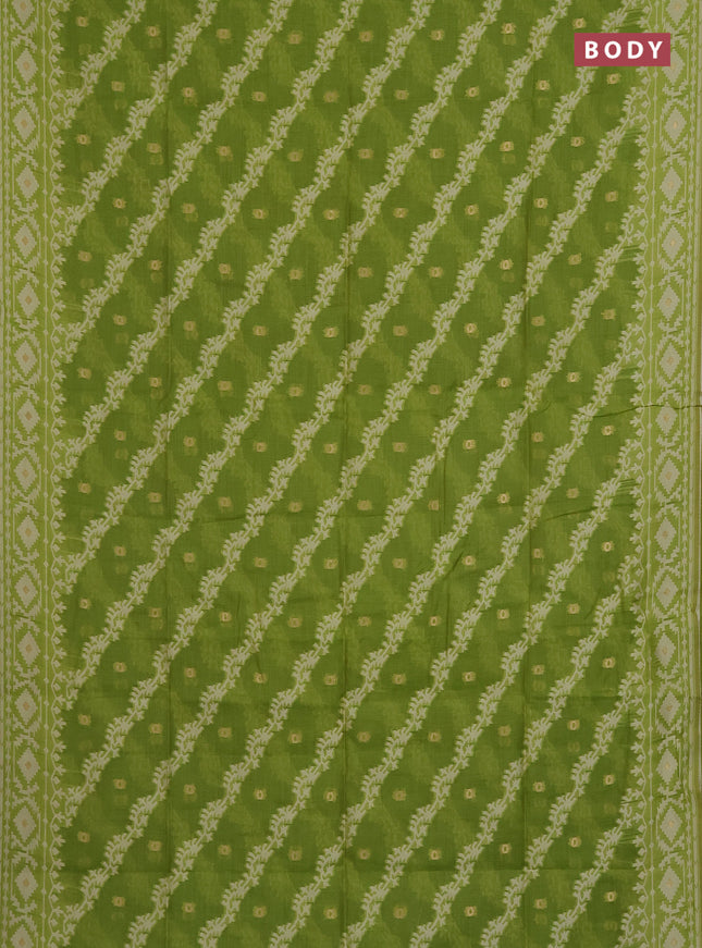 Munga cotton saree light green with allover thread weaves & buttas and woven border