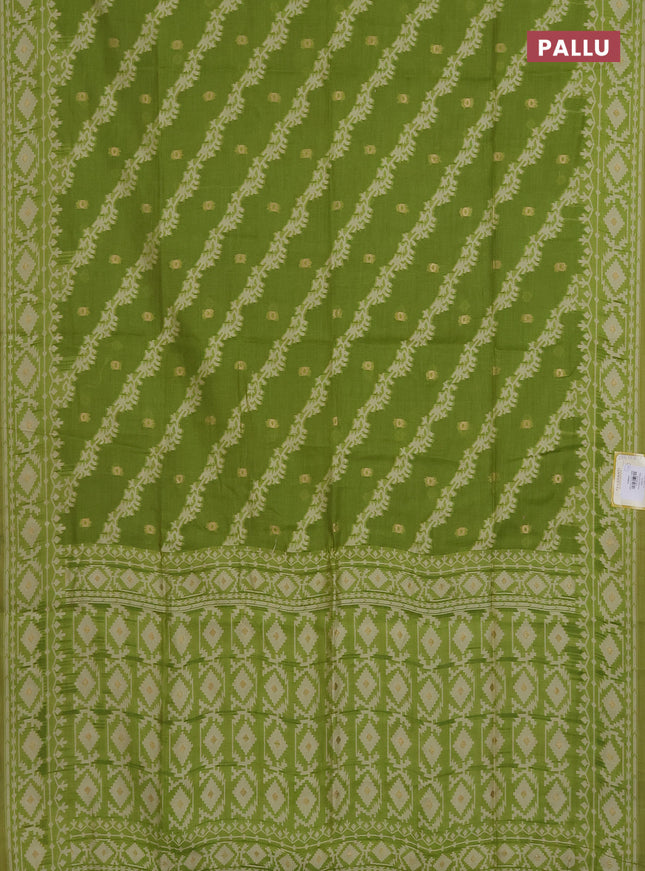 Munga cotton saree light green with allover thread weaves & buttas and woven border