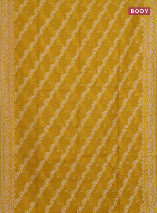 Munga cotton saree yellow with allover thread weaves & buttas and woven border