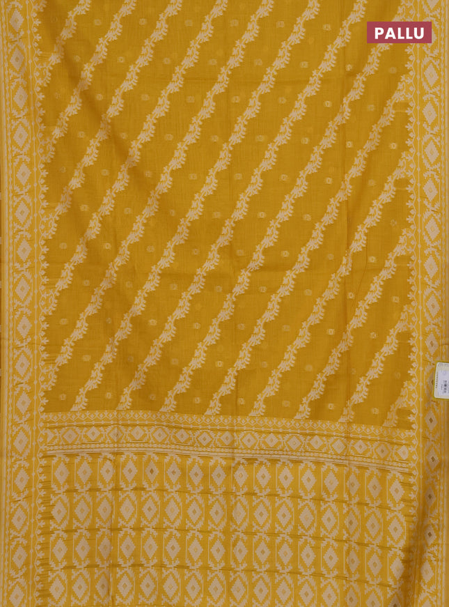 Munga cotton saree yellow with allover thread weaves & buttas and woven border