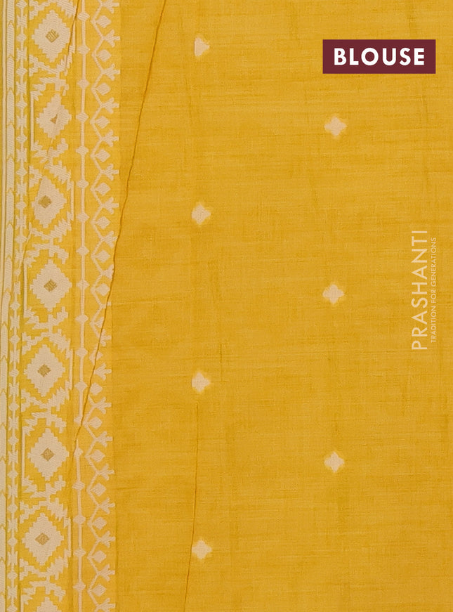 Munga cotton saree yellow with allover thread weaves & buttas and woven border