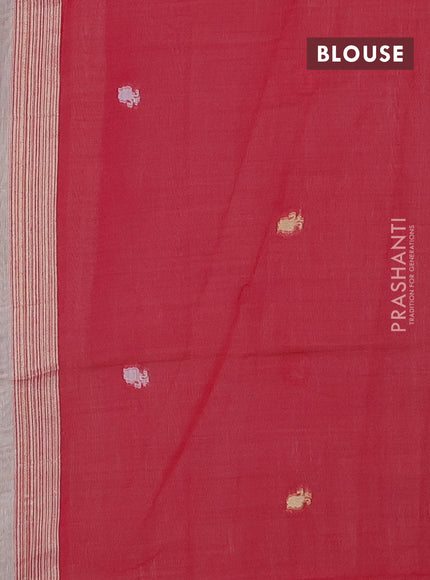 Munga cotton saree beige and pink with thread woven buttas and woven border