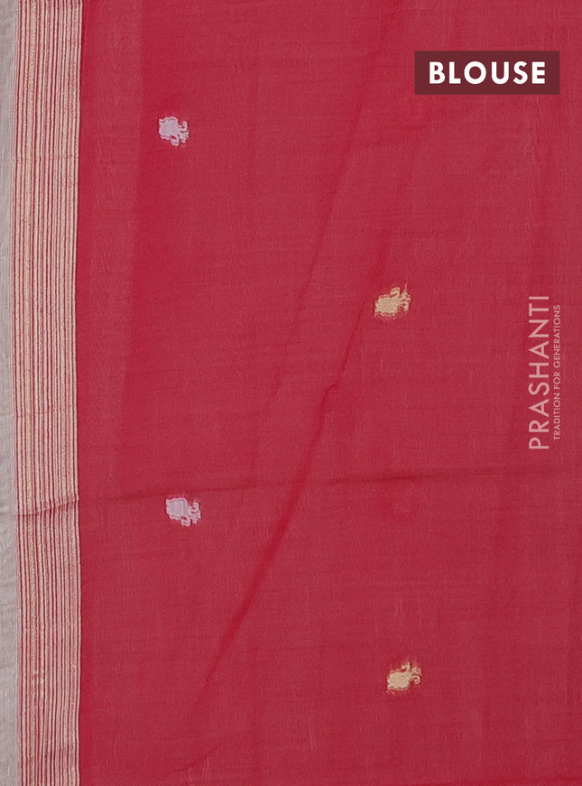 Munga cotton saree beige and pink with thread woven buttas and woven border