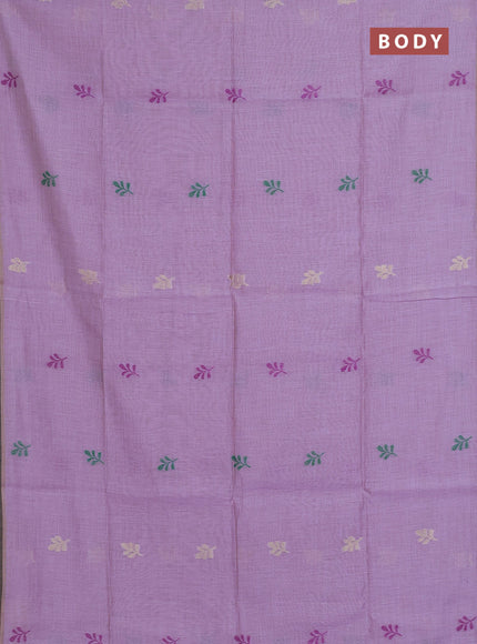 Munga cotton saree lavender with thread woven floral buttas in borderless style
