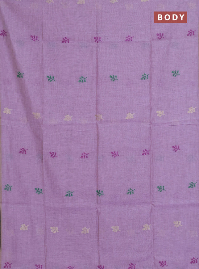 Munga cotton saree lavender with thread woven floral buttas in borderless style