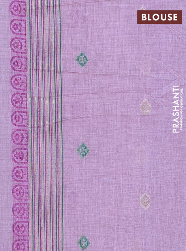 Munga cotton saree lavender with thread woven floral buttas in borderless style