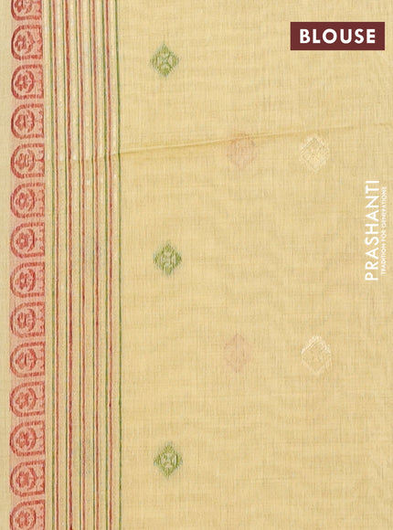 Munga cotton saree yellow with thread woven floral buttas in borderless style