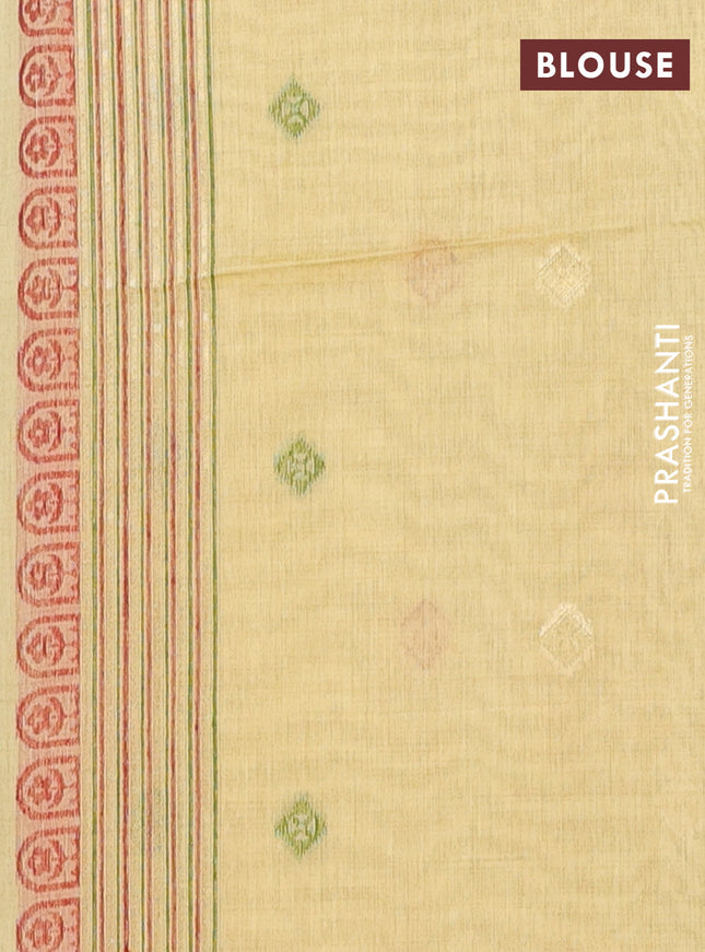 Munga cotton saree yellow with thread woven floral buttas in borderless style