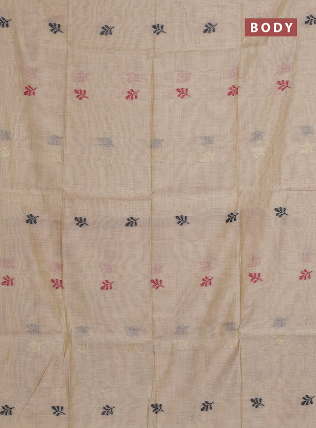 Munga cotton saree sandal with thread woven floral buttas in borderless style