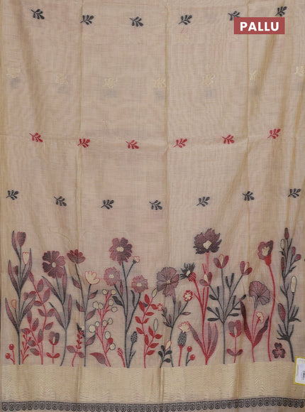 Munga cotton saree sandal with thread woven floral buttas in borderless style