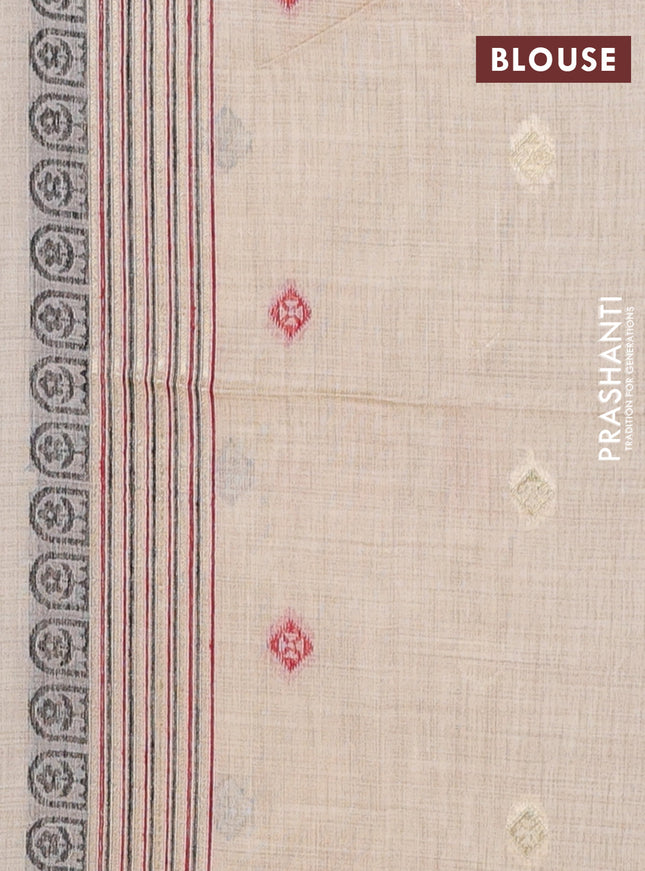 Munga cotton saree sandal with thread woven floral buttas in borderless style