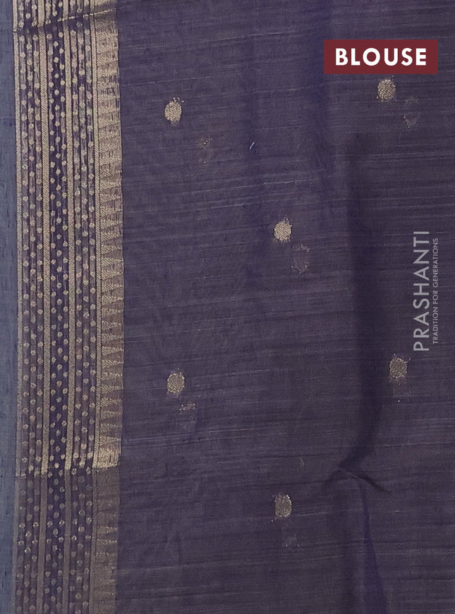 Munga cotton saree pastel blue with thread & zari woven floral buttas in borderless style
