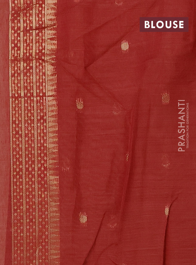 Munga cotton saree sandal with thread & zari woven floral buttas in borderless style