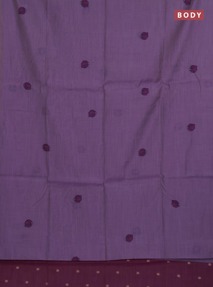 Munga cotton saree lavender and purple with thread woven floral buttas in borderless style