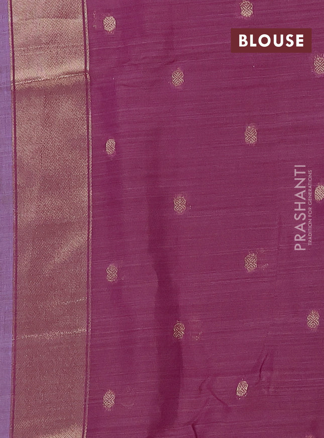 Munga cotton saree lavender and purple with thread woven floral buttas in borderless style