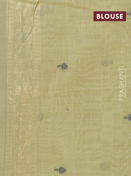 Munga cotton saree pista green with thread woven floral buttas and pichwai weaving pallu