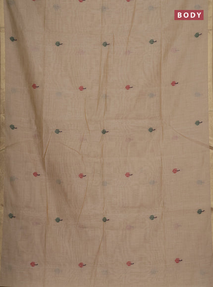 Munga cotton saree sandal with thread woven floral buttas and pichwai weaving pallu