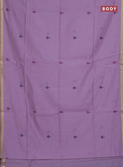 Munga cotton saree lavender with thread woven floral buttas and pichwai weaving pallu