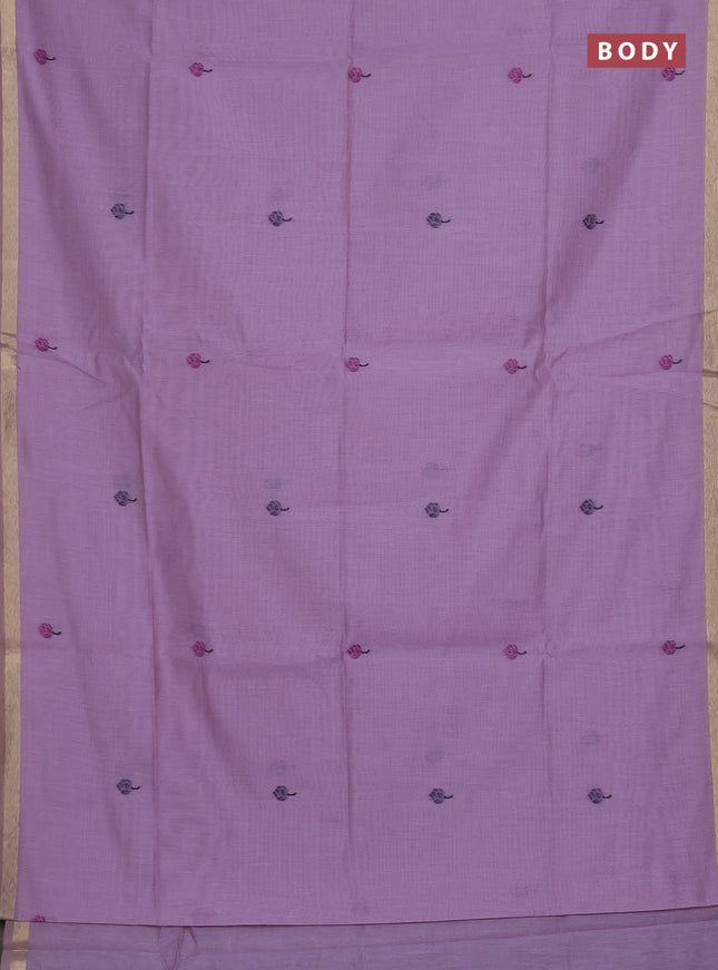 Munga cotton saree lavender with thread woven floral buttas and pichwai weaving pallu