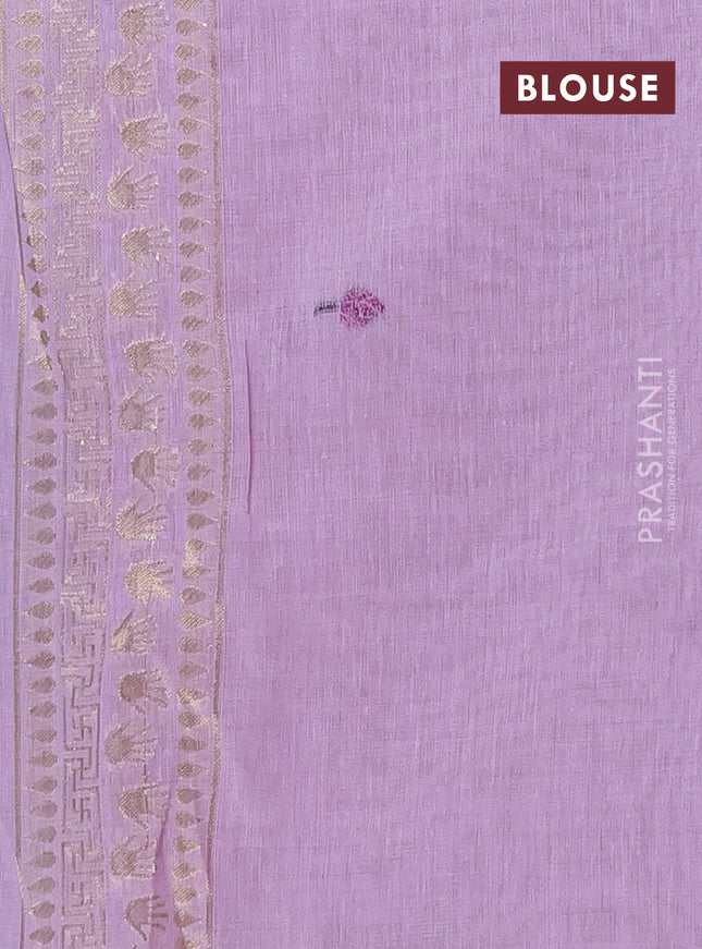 Munga cotton saree lavender with thread woven floral buttas and pichwai weaving pallu