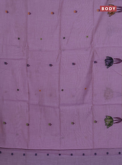 Munga cotton saree lavender with thread woven floral buttas and thread weaving pallu