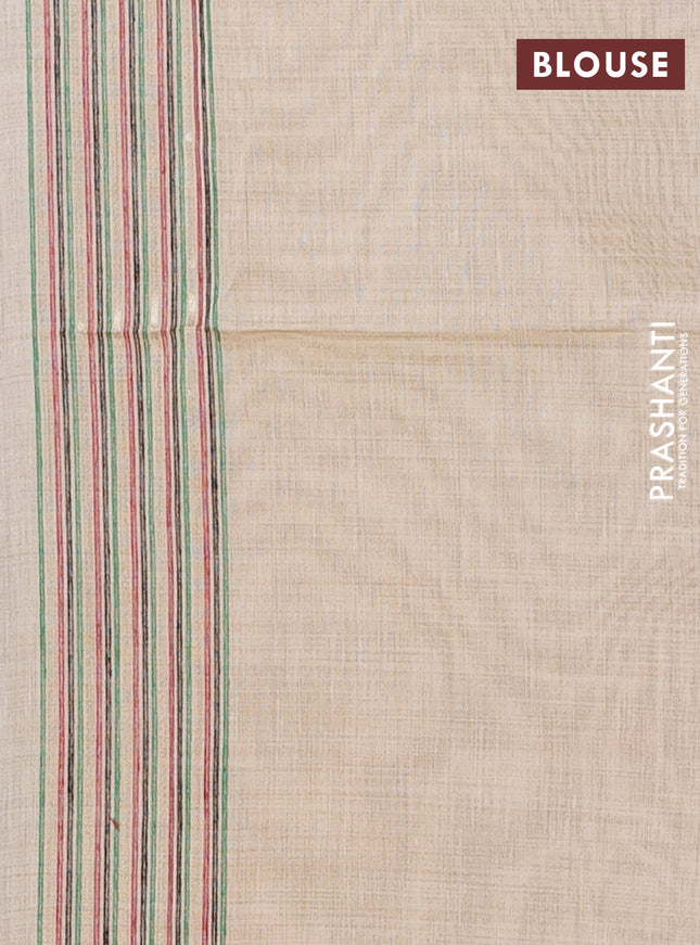 Munga cotton saree sandal with thread woven floral buttas and thread weaving pallu