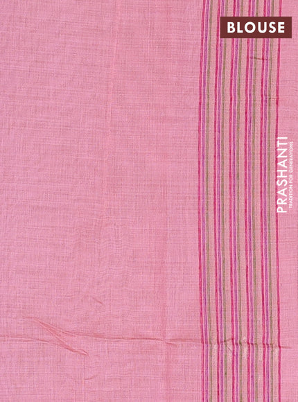 Munga cotton saree peach pink with thread woven floral buttas and thread weaving pallu