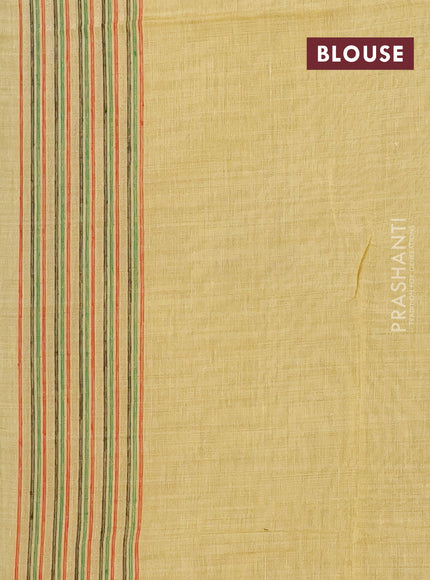 Munga cotton saree yellow with thread woven floral buttas and thread weaving pallu