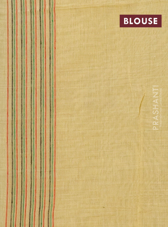 Munga cotton saree yellow with thread woven floral buttas and thread weaving pallu