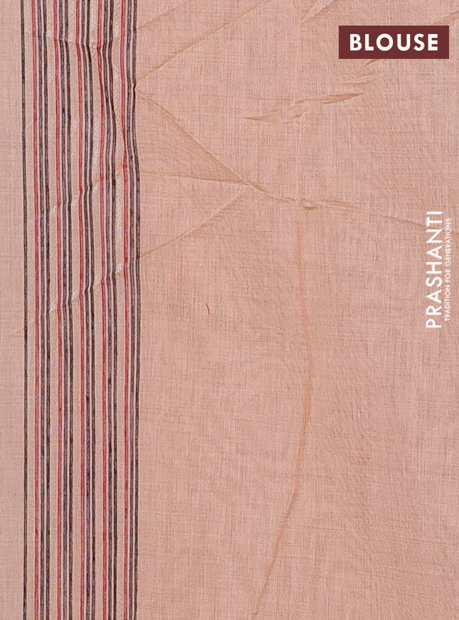 Munga cotton saree peach orange with thread woven floral buttas and thread weaving pallu