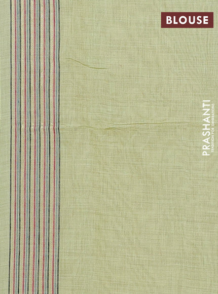 Munga cotton saree pista green with thread woven floral buttas and thread weaving pallu