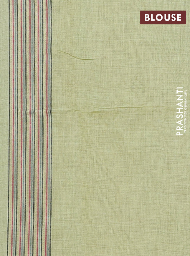 Munga cotton saree pista green with thread woven floral buttas and thread weaving pallu