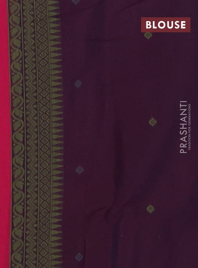 Munga cotton saree pink with thread woven floral buttas and pichwai weaving pallu