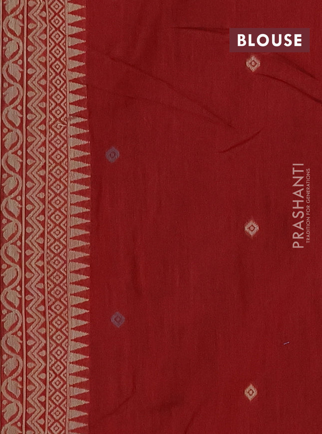 Munga cotton saree bottle green and maroon with thread woven floral buttas and pichwai weaving pallu