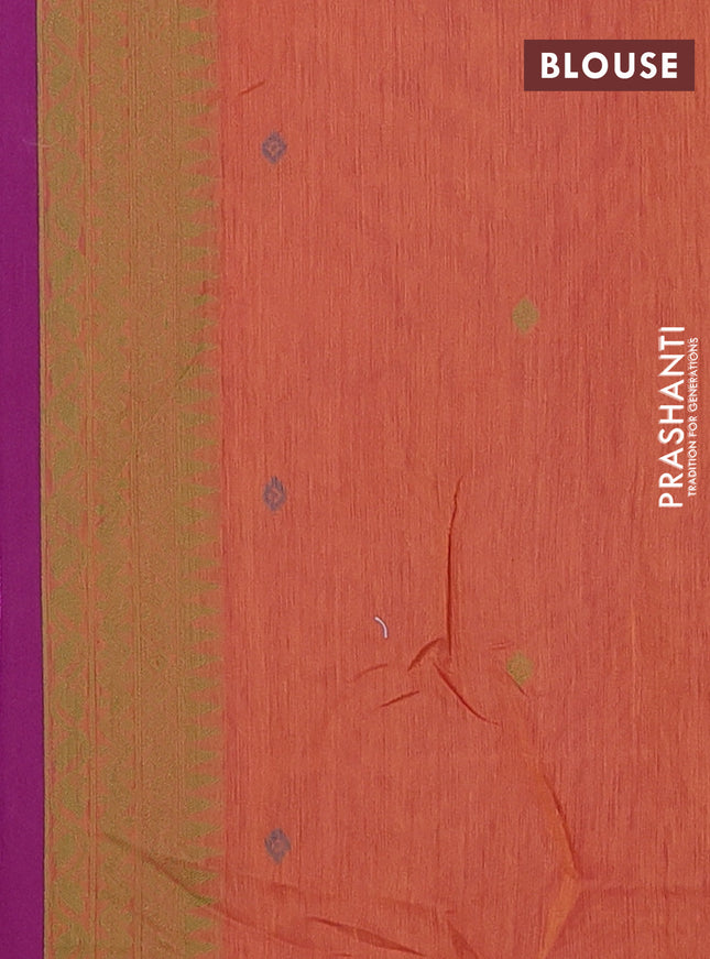 Munga cotton saree purple with thread woven floral buttas and pichwai weaving pallu