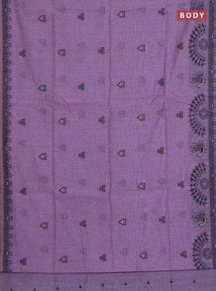 Munga cotton saree lavender with thread woven buttas and thread woven border