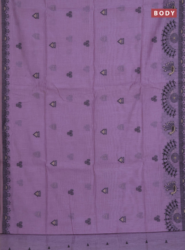 Munga cotton saree lavender with thread woven buttas and thread woven border