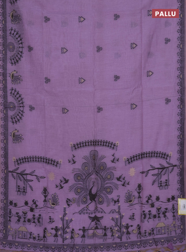 Munga cotton saree lavender with thread woven buttas and thread woven border