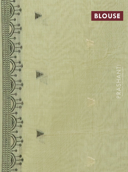Munga cotton saree pista green with thread woven buttas and thread woven border