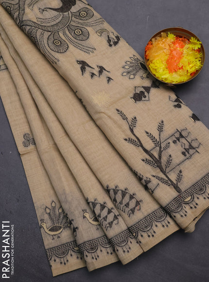 Munga cotton saree sandal with thread woven buttas and thread woven border