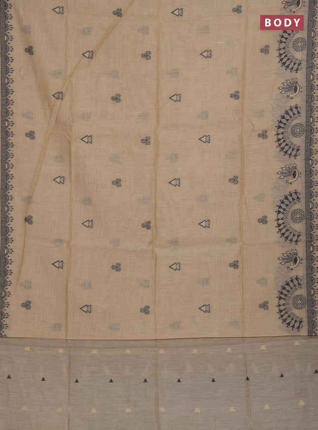 Munga cotton saree sandal with thread woven buttas and thread woven border