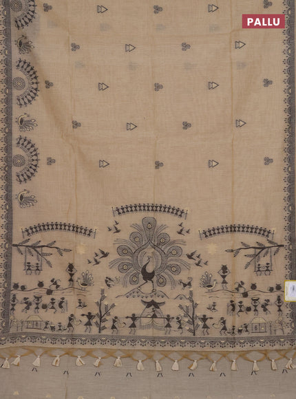 Munga cotton saree sandal with thread woven buttas and thread woven border