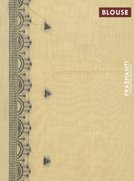 Munga cotton saree yellow with thread woven buttas and thread woven border