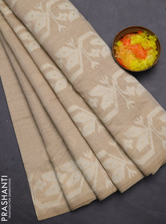 Munga cotton saree sandal with thread weaves in borderless style