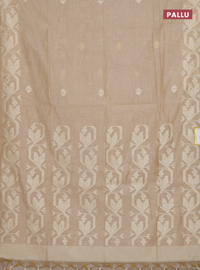 Munga cotton saree sandal with thread weaves in borderless style