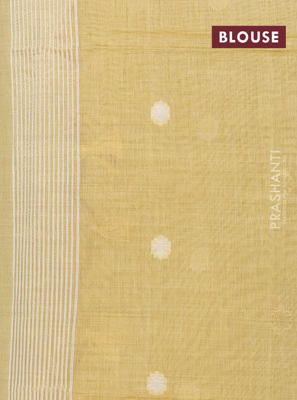 Munga cotton saree yellow with thread weaves in borderless style
