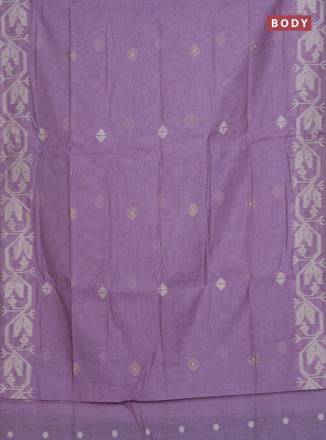 Munga cotton saree lavender with thread weaves in borderless style