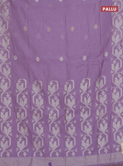 Munga cotton saree lavender with thread weaves in borderless style