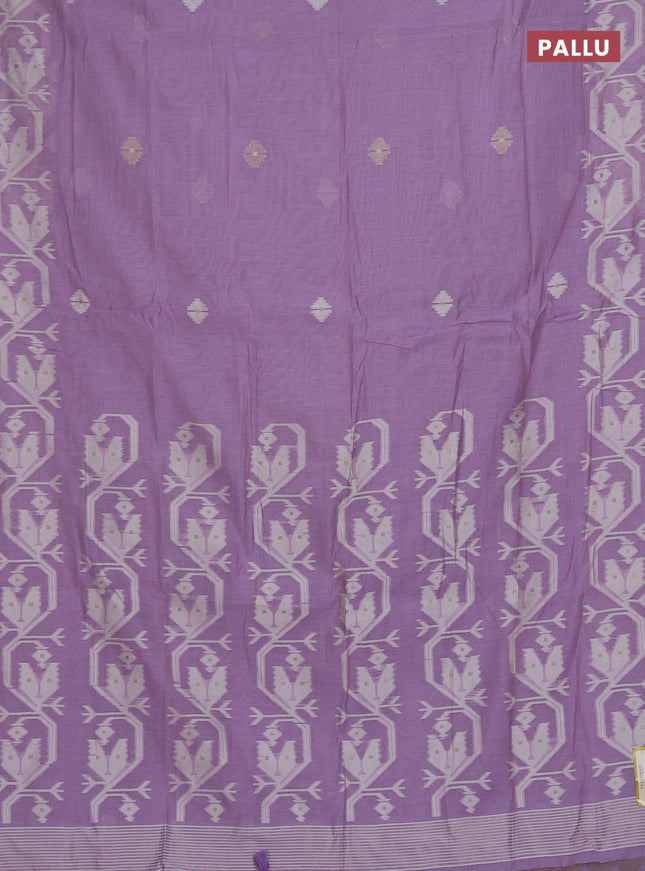 Munga cotton saree lavender with thread weaves in borderless style
